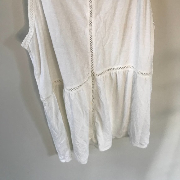 American Eagle size S white high neck soft & sexy tank top flare hem sheer panel - Picture 2 of 4